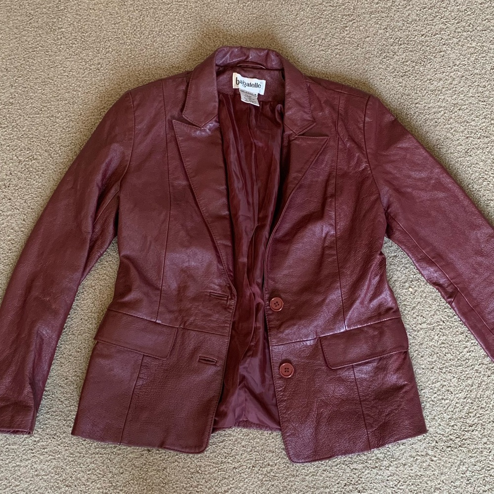 Bagatelle Burgundy Leather Blazer